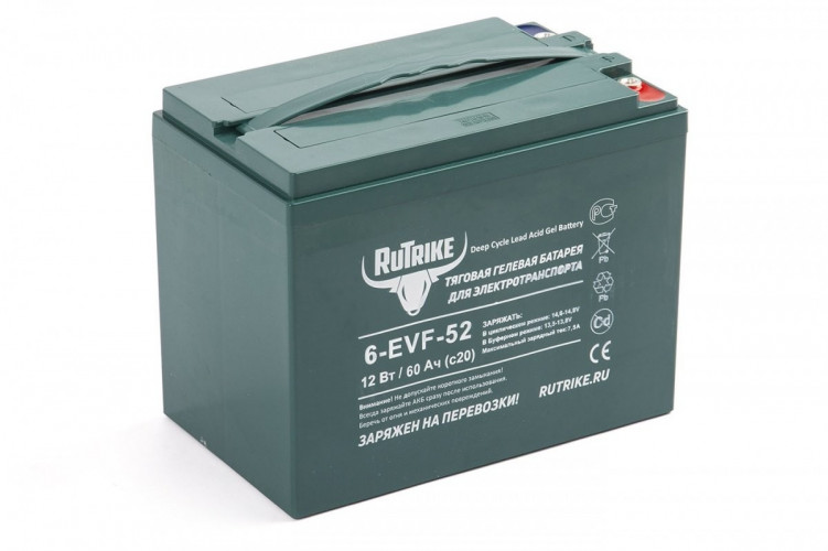 Тяговый гелевый аккумулятор RuTrike 6-EVF-52A (12V52A/H C3) в Сургуте