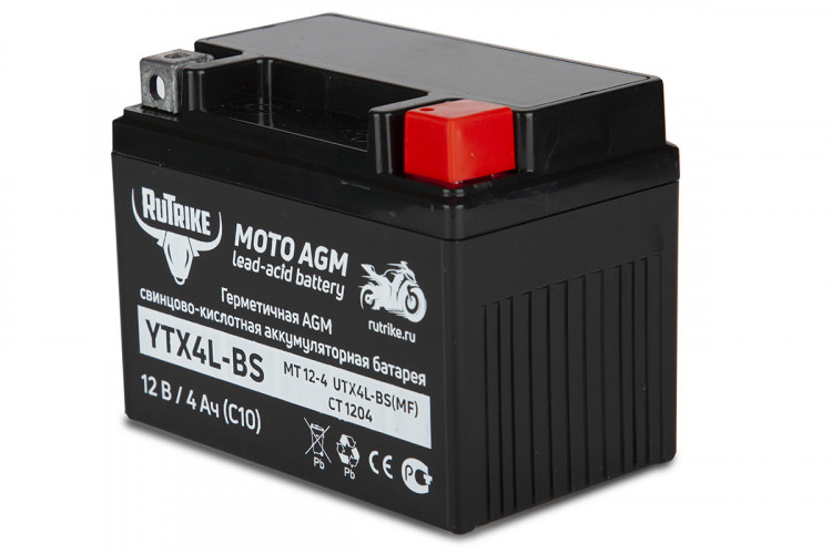 Аккумулятор стартерный для мототехники Rutrike YTX4L-BS (12V/4Ah) в Сургуте