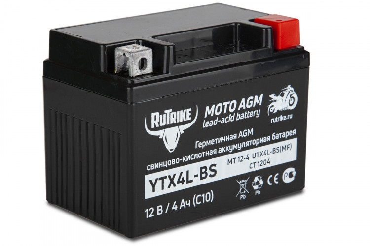 Аккумулятор стартерный для мототехники Rutrike YTX4L-BS (12V/4Ah) в Сургуте