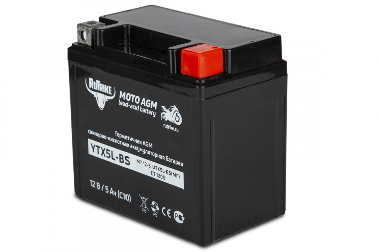 Аккумулятор стартерный для мототехники Rutrike YTX5L-BS (12V/5Ah) в Сургуте
