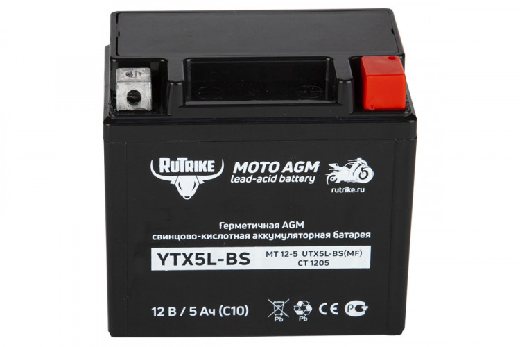 Аккумулятор стартерный для мототехники Rutrike YTX5L-BS (12V/5Ah) в Сургуте