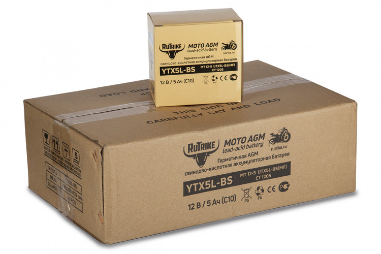 Аккумулятор стартерный для мототехники Rutrike YTX5L-BS (12V/5Ah) в Сургуте
