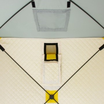 Палатка для рыбалки Helios утепл.Куб 1,5х1,5 желтый/серый в Сургуте