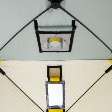 Палатка для рыбалки Helios утепл.Куб 1,5х1,5 желтый/серый в Сургуте