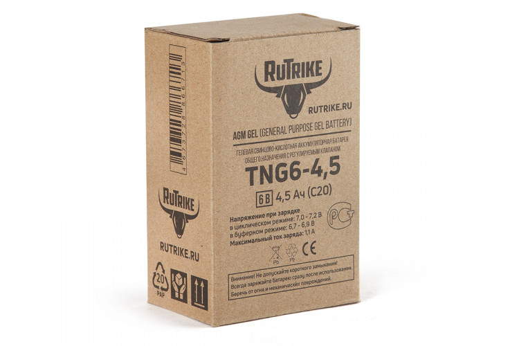 Тяговый гелевый аккумулятор RuTrike TNG 6-4,5 (6V4,5A/H C20) в Сургуте