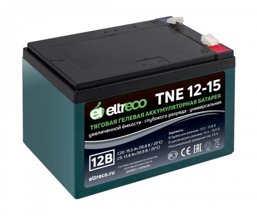 Тяговый аккумулятор Eltreco TNE12-15 (12V12A/H C3) нож в Сургуте