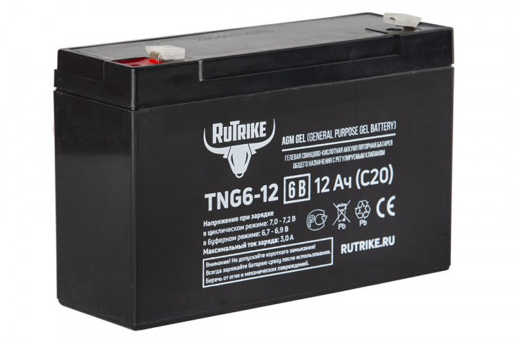 Тяговый гелевый аккумулятор RuTrike TNG 6-12 (6V12A/H C20) в Сургуте