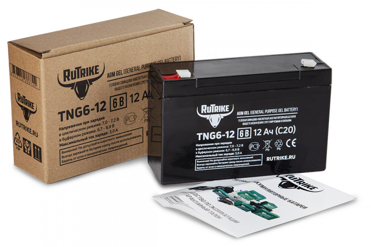 Тяговый гелевый аккумулятор RuTrike TNG 6-12 (6V12A/H C20) в Сургуте