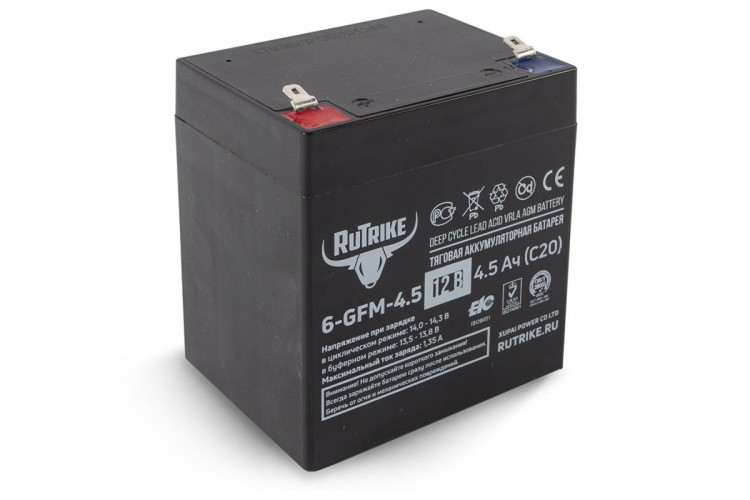 Тяговый гелевый аккумулятор RuTrike 6-GFM-4.5 (12V4.5A/H C20) в Сургуте