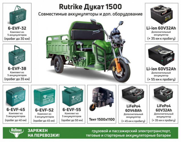Грузовой электрический трицикл RuTrike Дукат 1500 в Сургуте