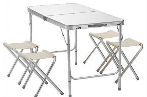 Набор стол раскладной водостойкий 120х60 и 4 табурета в Сургуте